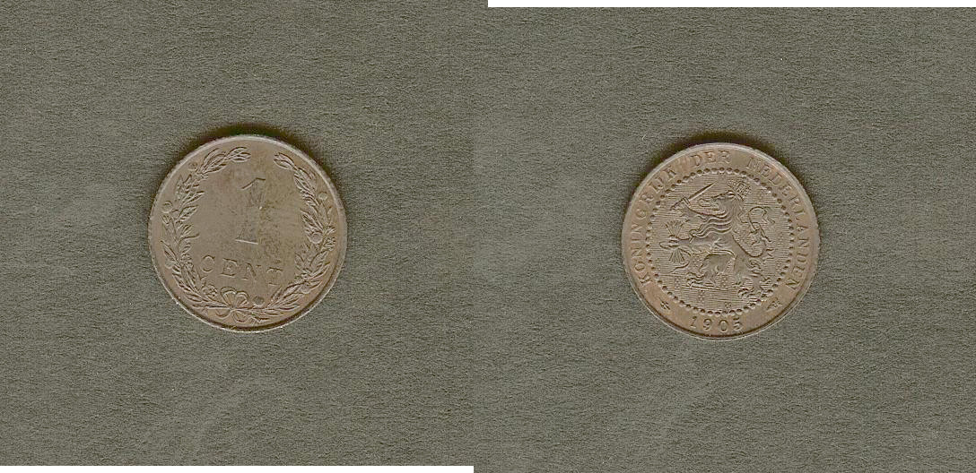 Pays Bas 1 cent 1905  SPL